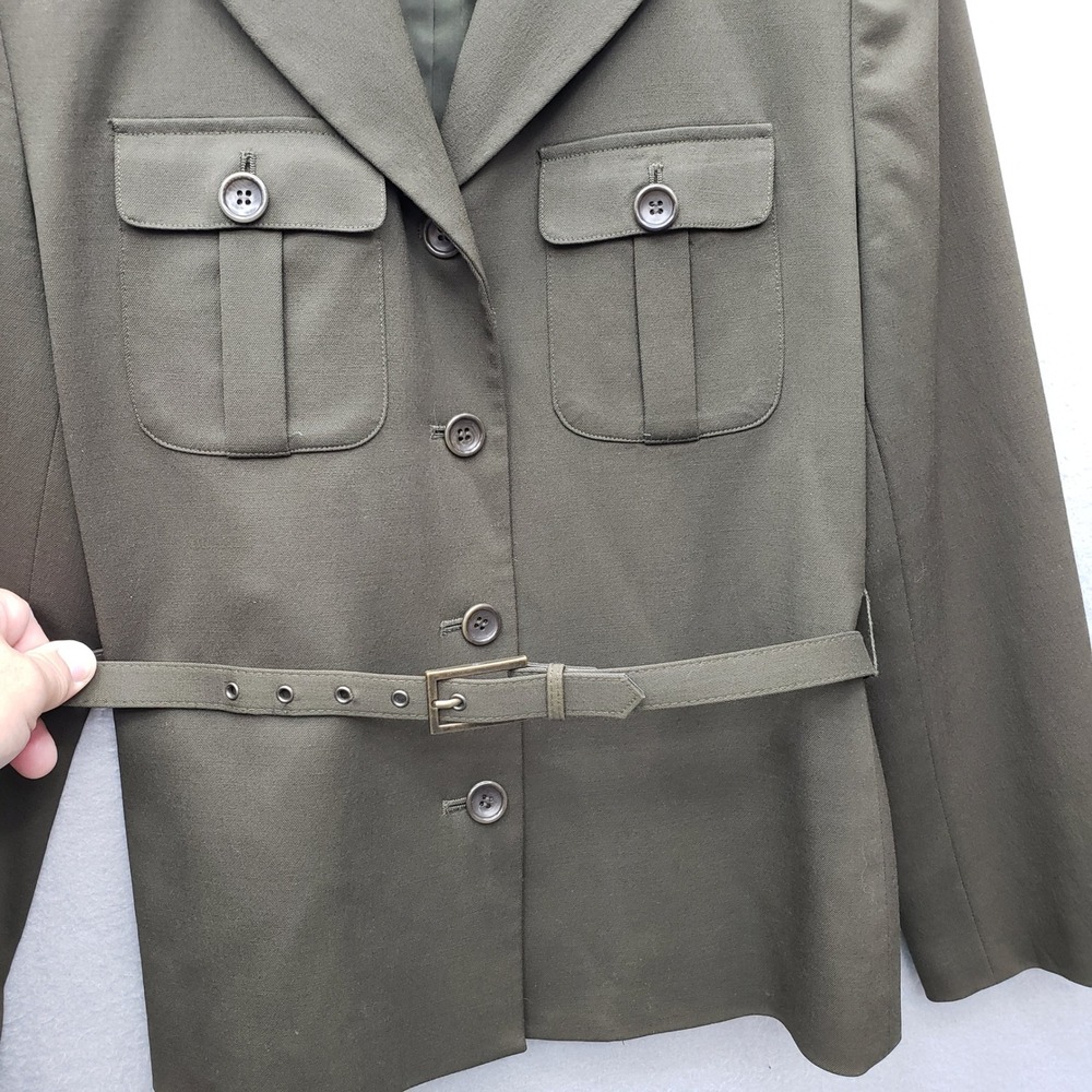 Valerie Stevens Utility Blazer Jacket Olive Green Military Wool Armycore Size 6 - Picture 5 of 10